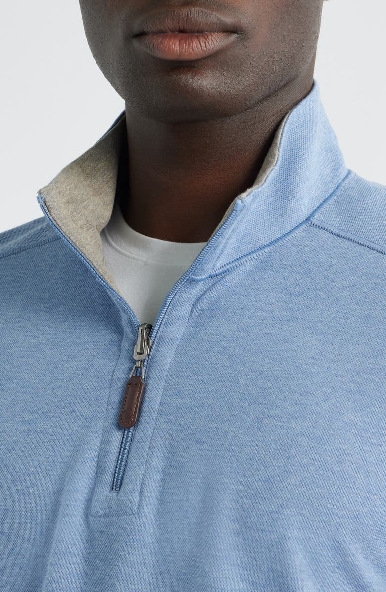 Johnston & Murphy Icon Reversible Cotton Blend Quarter Zip Pullover, Alternate, color, Light Blue/ Taupe