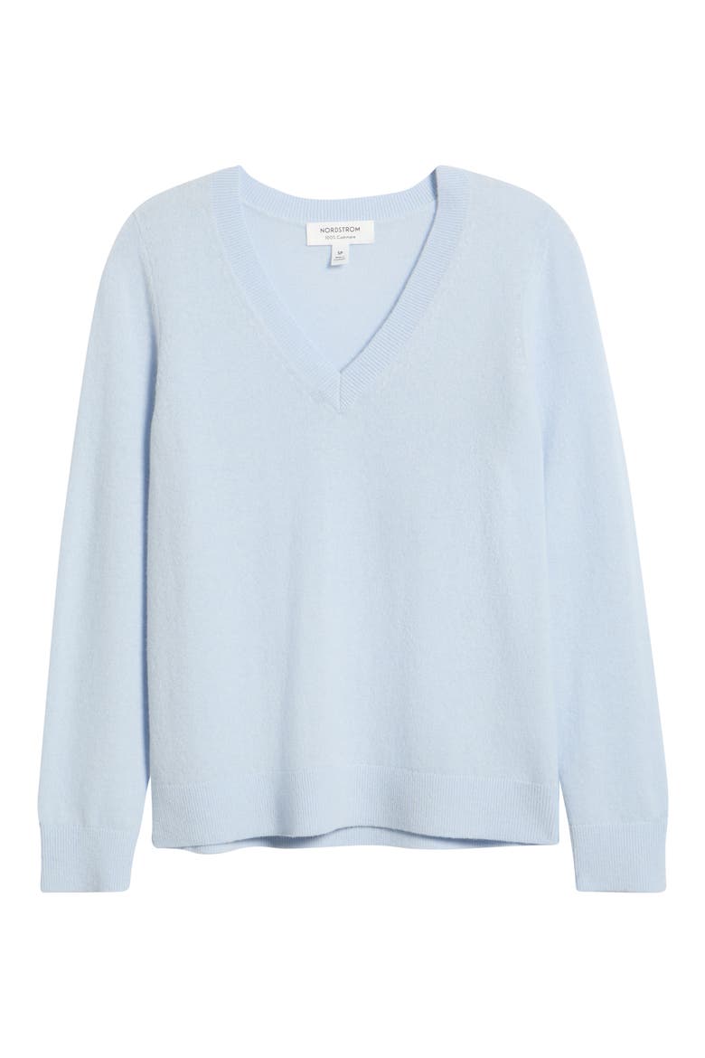 Cashmere V-Neck Sweater, Main, color, BLUE XENON