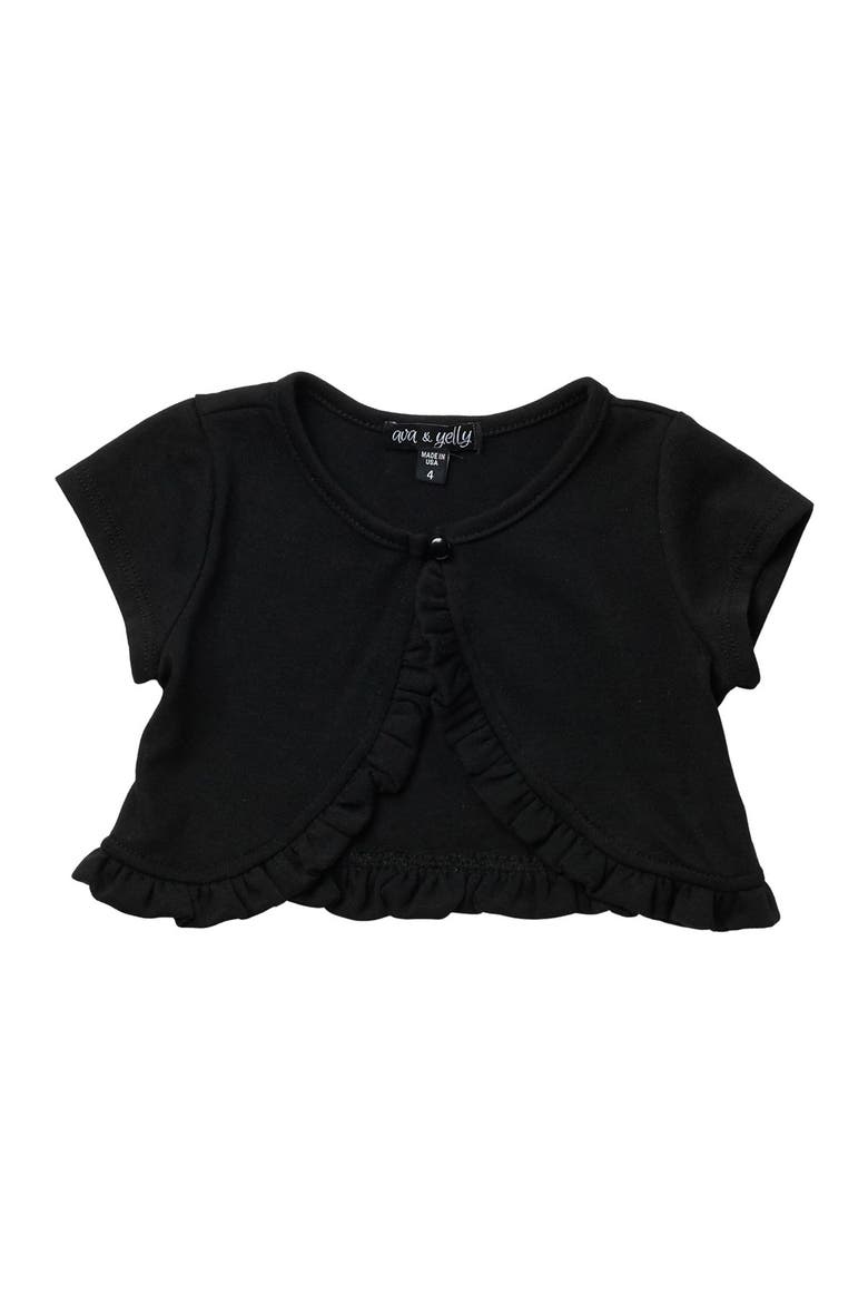 Ruffle Edge Cardigan Sweater, Main, color, BLACK