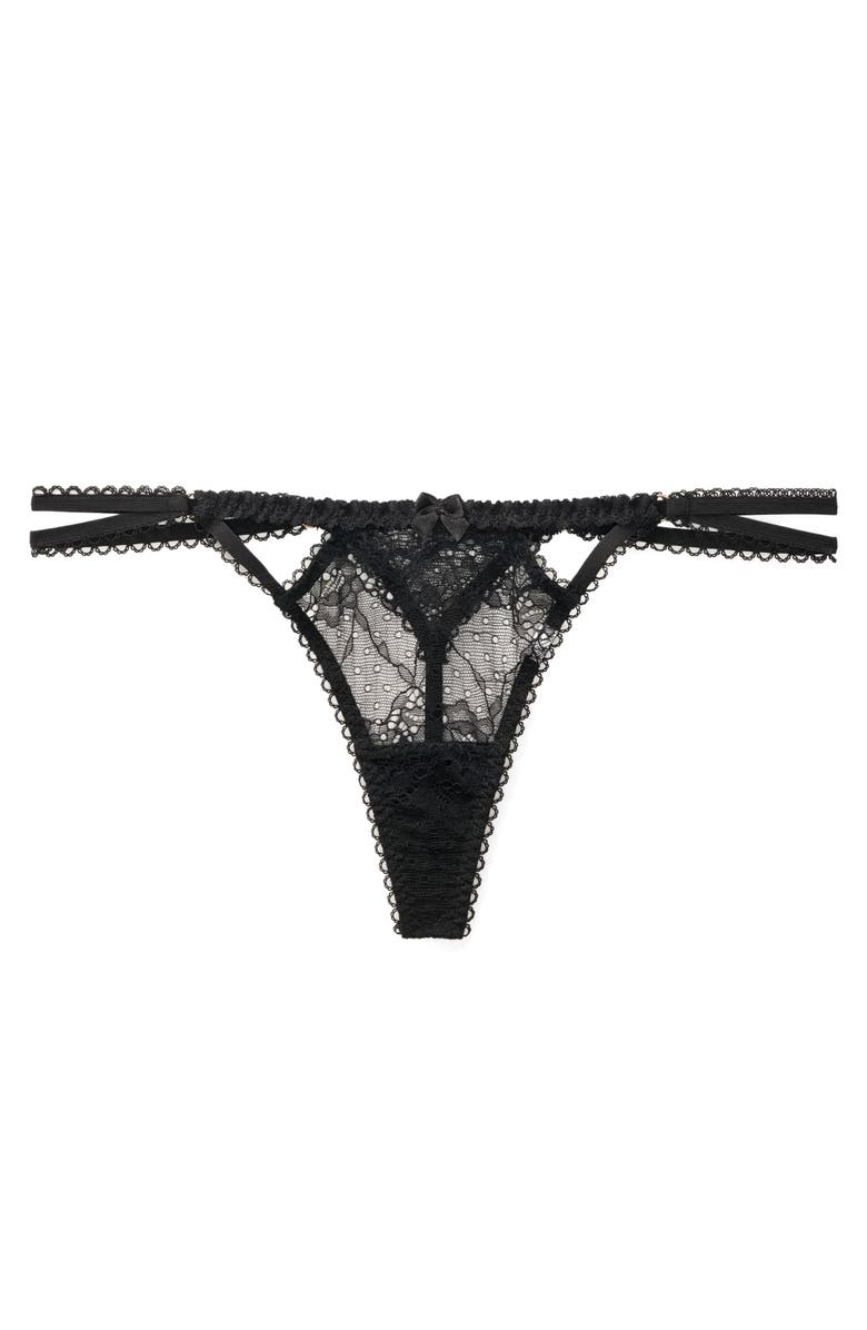 Adore Me Kimmy Thong Panties, Alternate, color, Black