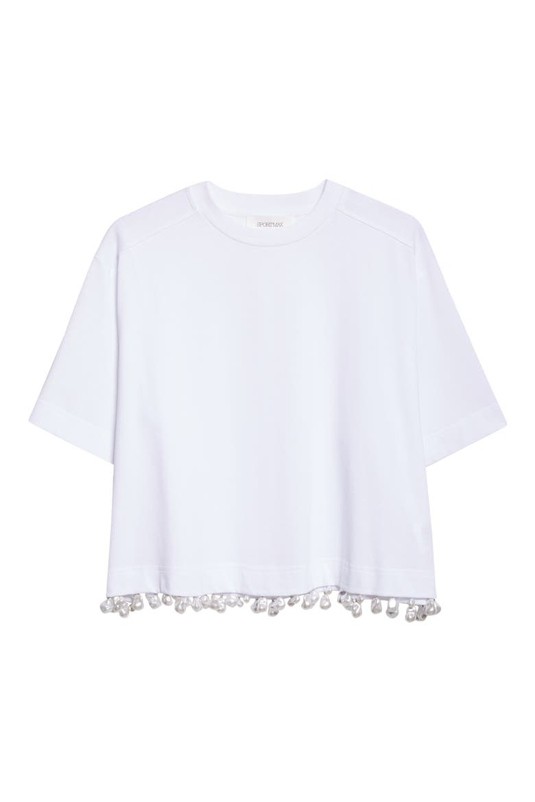 Palmas Faux Pearl Trim T-Shirt, Alternate, color, OPTICAL WHITE