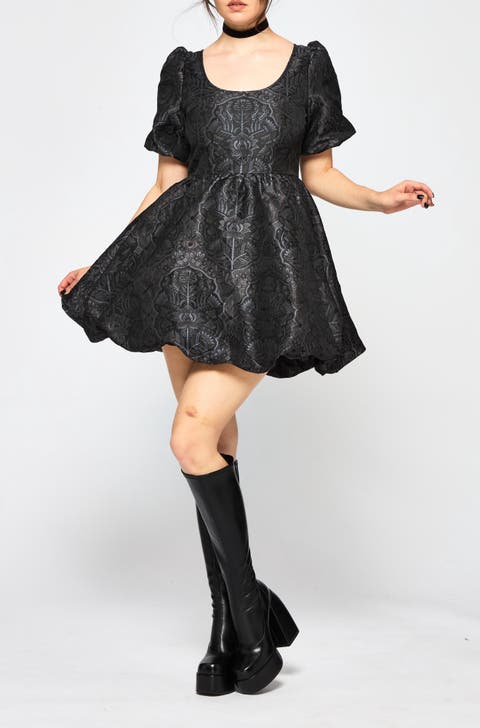 Nocturna Jacquard Scoop Neck Mini Dress