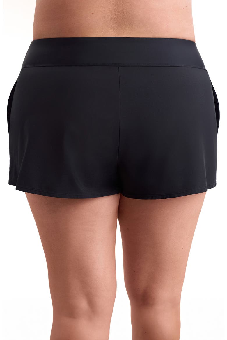 Vee Band Chlorine Resistant Flare Swim Short, Alternate, color, Black