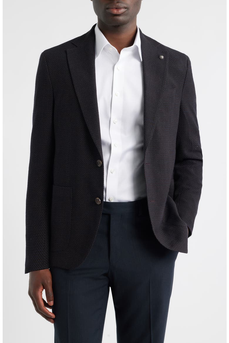 Hampton Contemporary Fit Textured Knit Wool Sport Coat, Main, color, BROWN