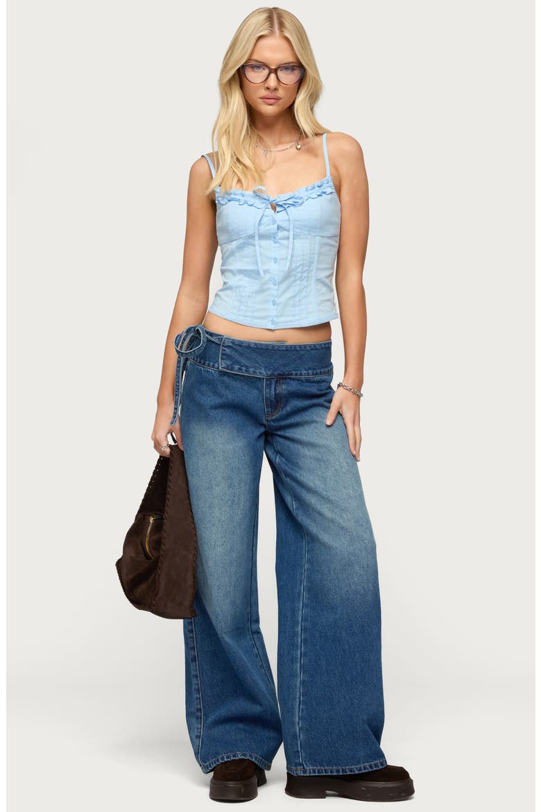 Cleo Tie Waist Wide Leg Jeans, Alternate, color, BLUE-WASHED