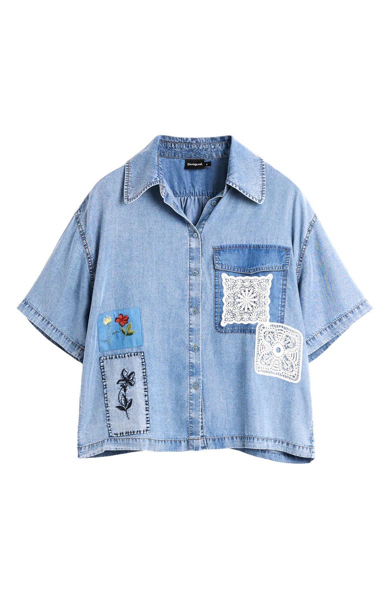 Desigual Patchwork Denim Shirt, Alternate, color,