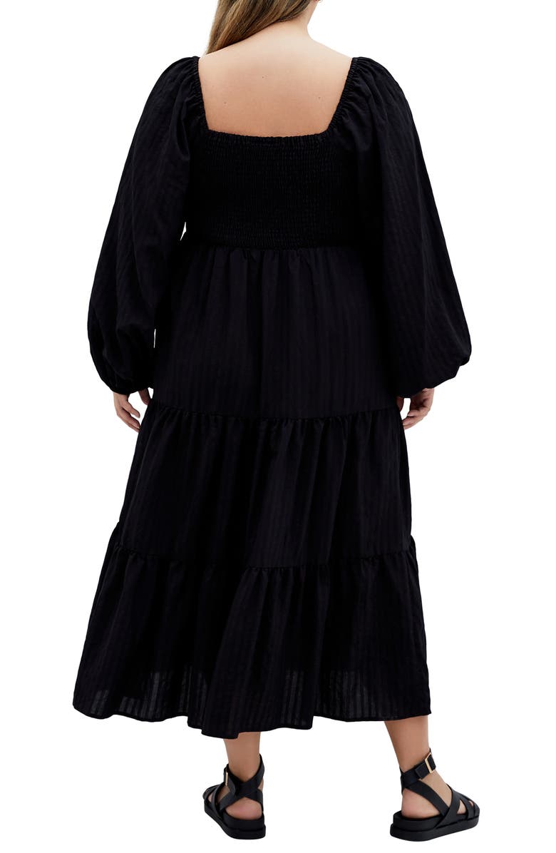 City Chic Portia Button-Front Long Sleeve Midi Dress, Alternate, color, 