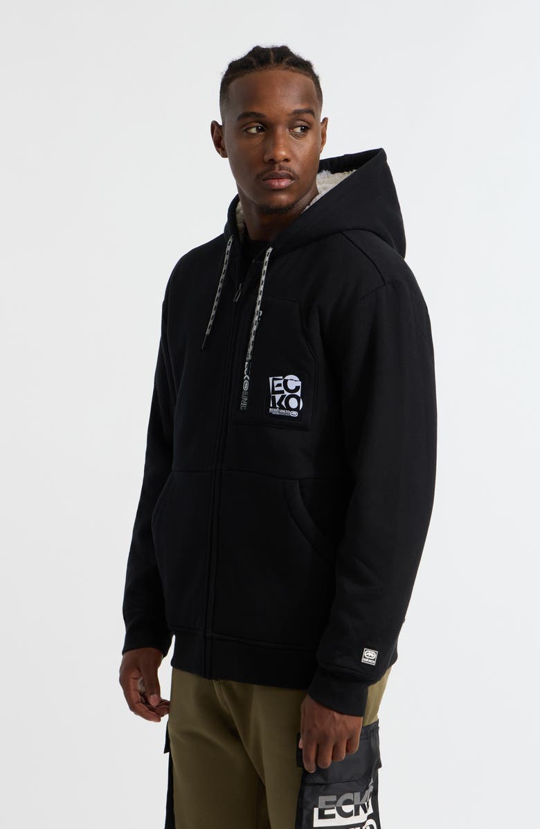 Ecko Unltd. Printed Zip Faux Shearling Hoodie, Alternate, color,