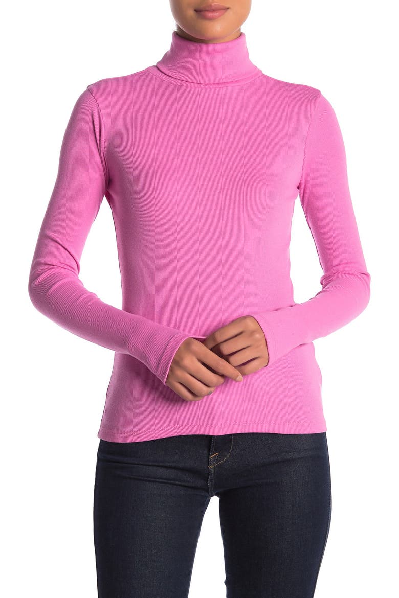 Turtleneck Ribbed Top, Main, color, PINK SURPRISE