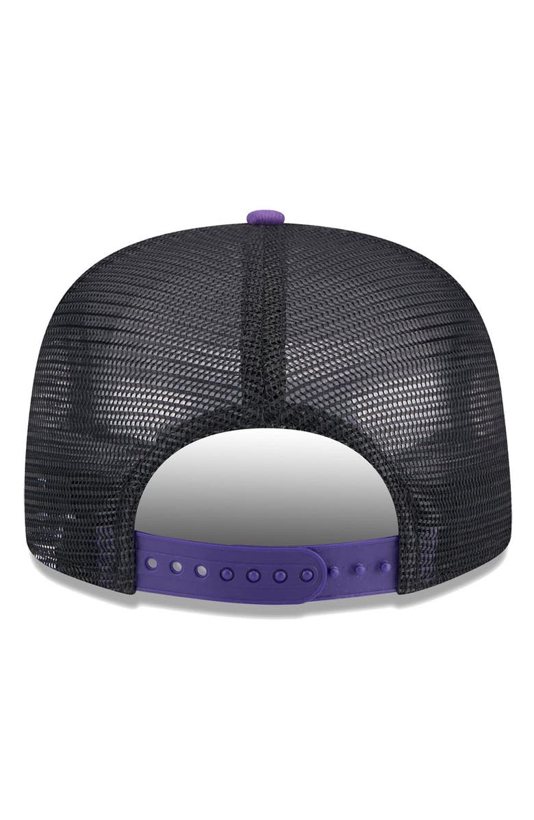 New Era Men's New Era Black/Purple Sacramento Kings Throwback Team Arch Golfer Snapback Hat, Alternate, color,