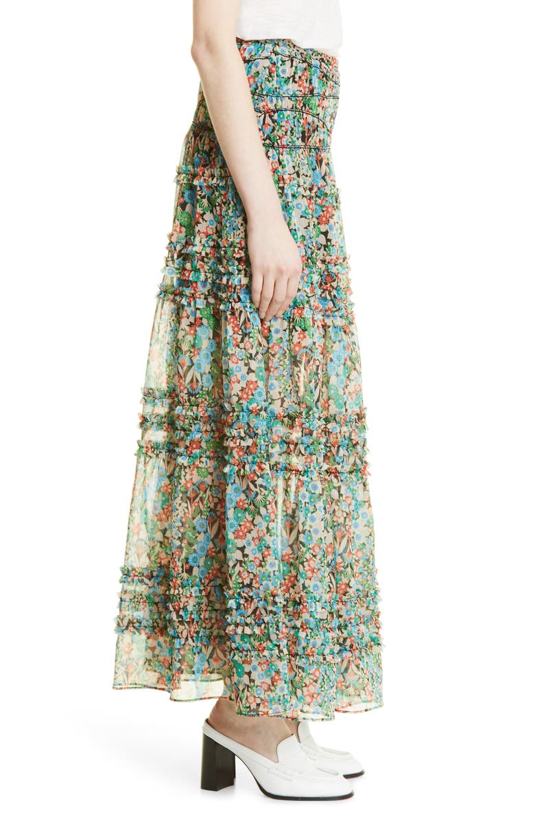 Ted Baker London Amadea Floral Tiered Ruffle Maxi Skirt, Alternate, color, 