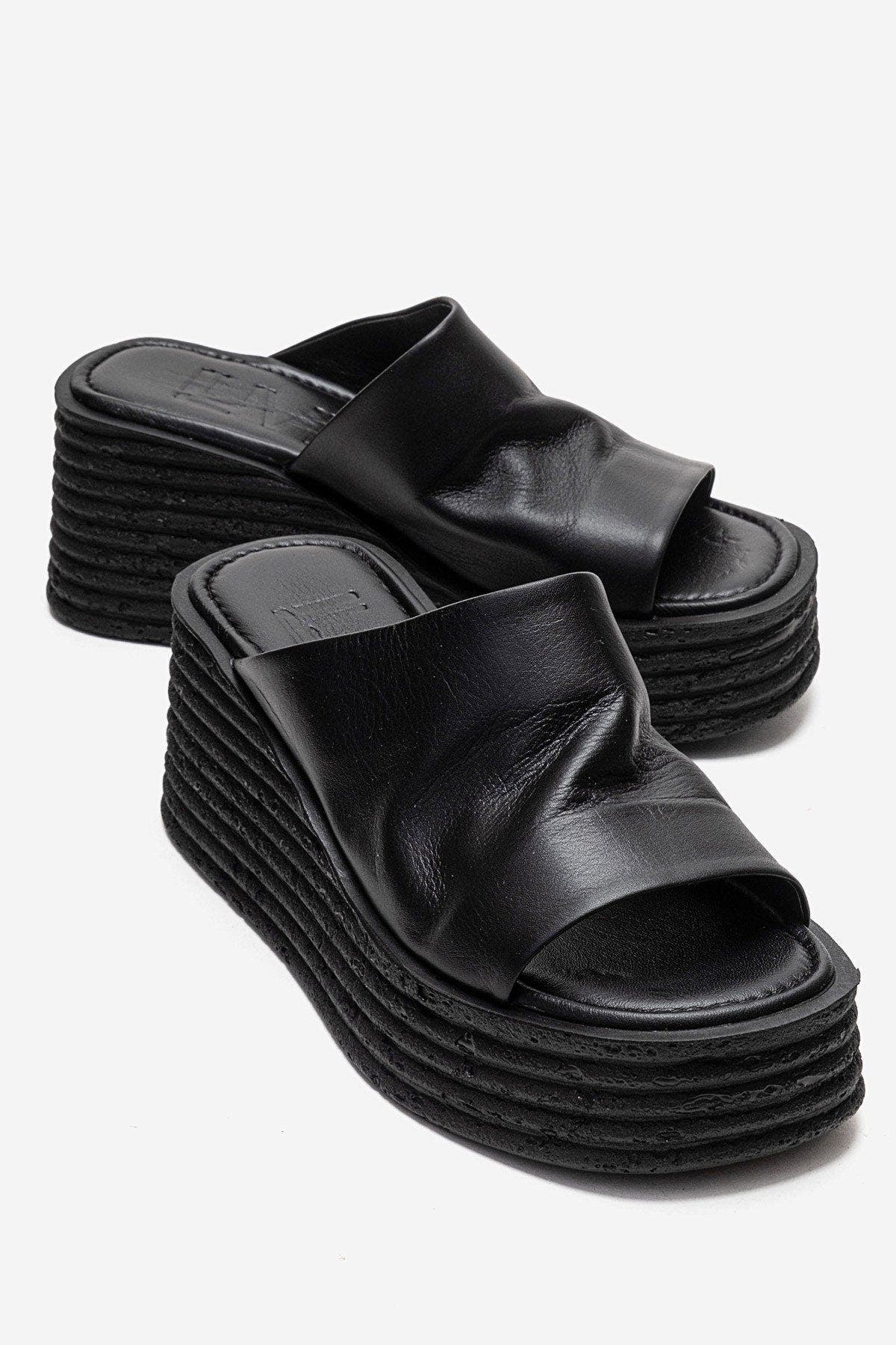 Marc Leather Wedge Sandal, Main, color, Black