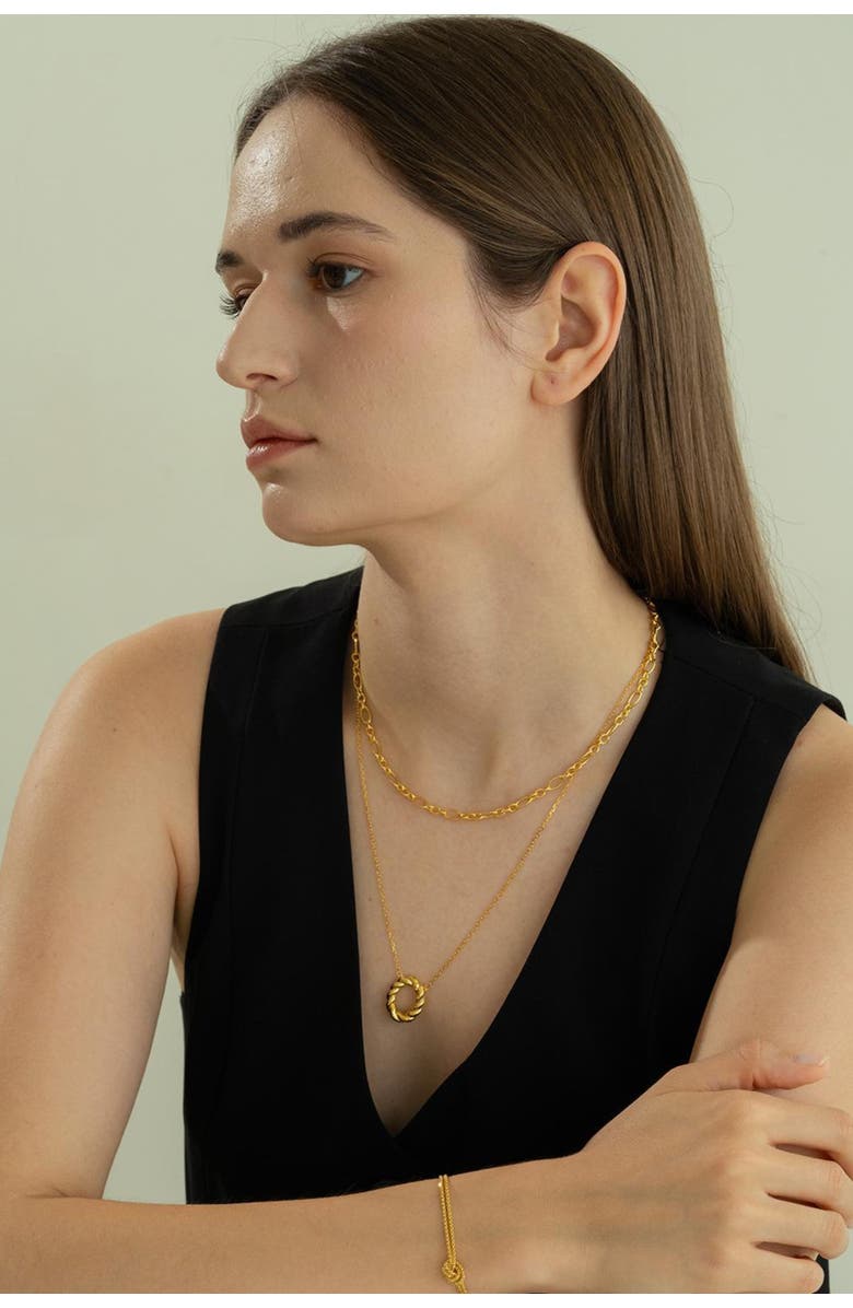 Bearfruit Jewelry Sterling Silver 18k Gold Plated Eliana Circle Necklace Holiday Gift Idea, Alternate, color, Gold