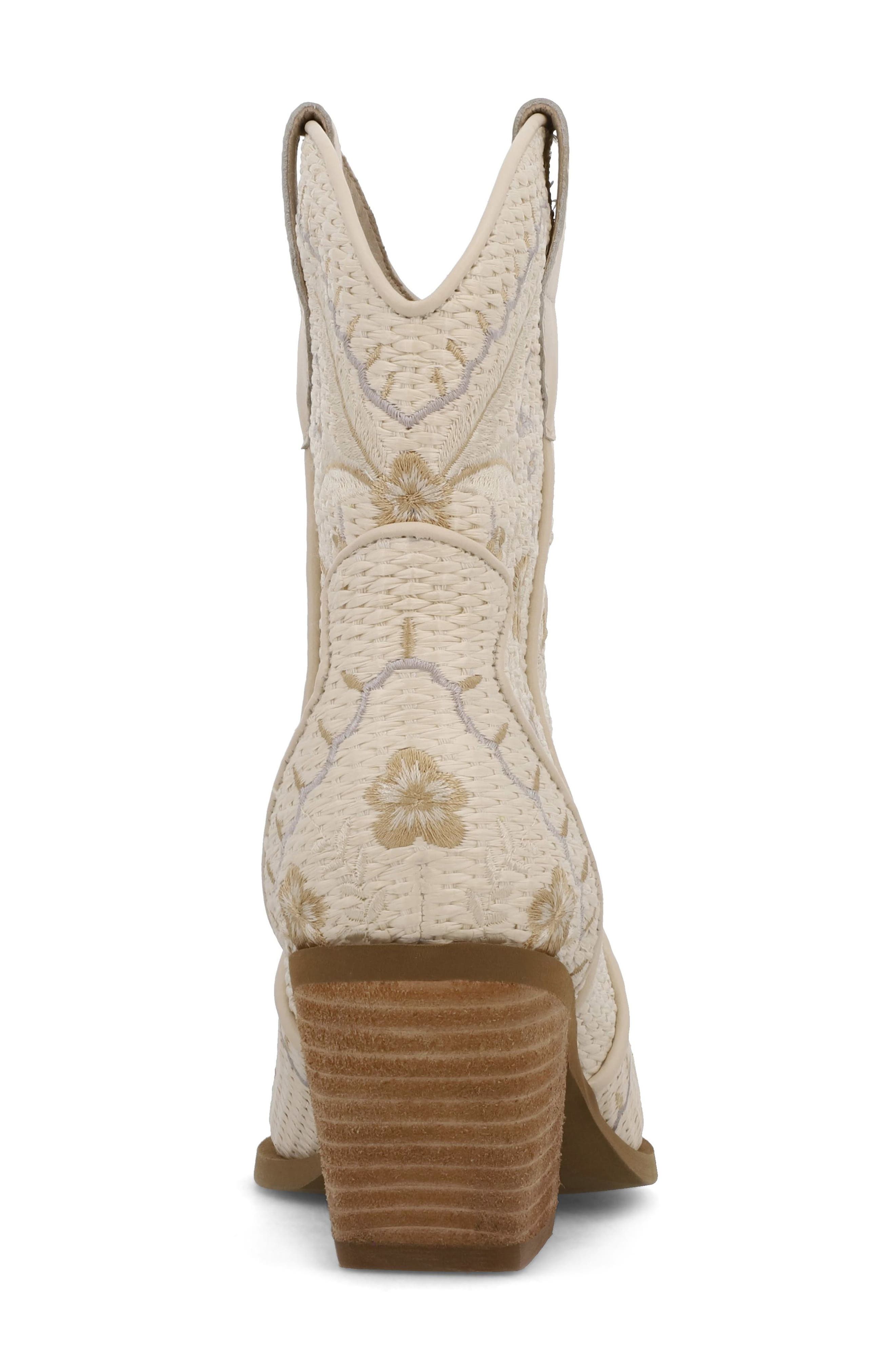 MIA Dalena Embroidered Western Boot, Alternate, color, Bone Raffi