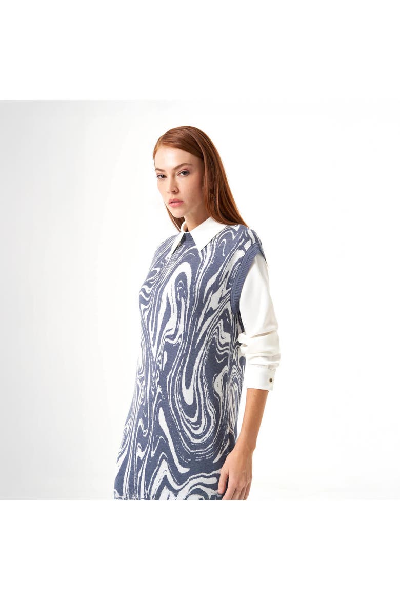 Special Patterned Knitwear Dress, Alternate, color, Indigo