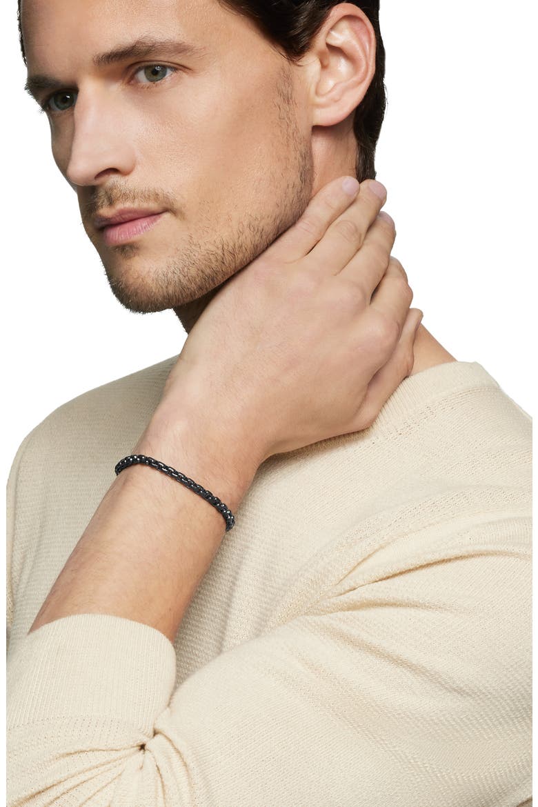 Men's Box Chain Bracelet in Darkened Stainless Steel, 5mm, Alternate, color, STAINLESS STEEL