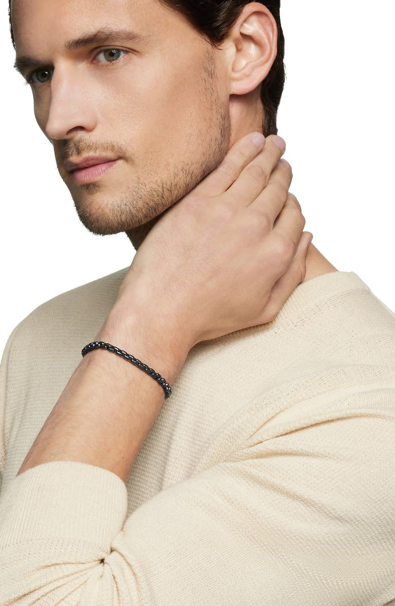 David Yurman Men's Box Chain Bracelet in Darkened Stainless Steel, 5mm, Alternate, color, Stainless Steel