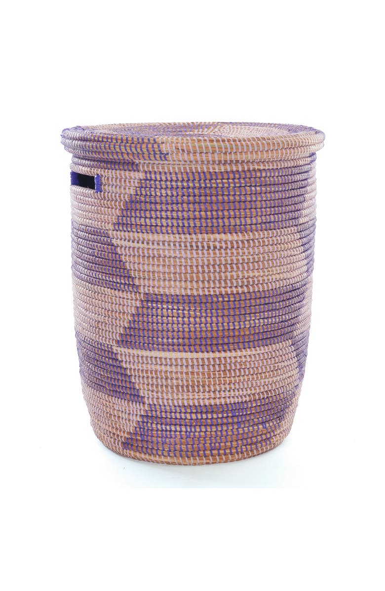 African Modern Herringbone Flat Lid Hamper Basket, Main, color, Lavender & Purple