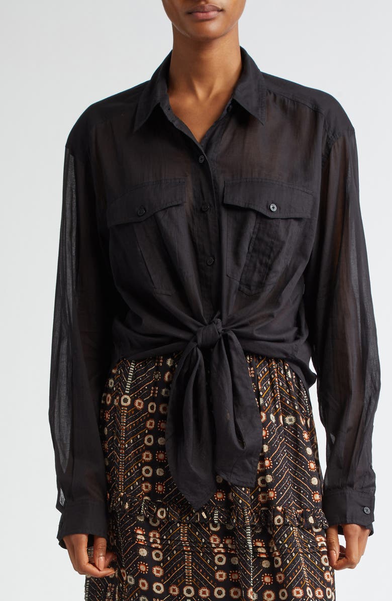 Isabel Marant Étoile Nath High-Low Button-Up Shirt, Main, color,