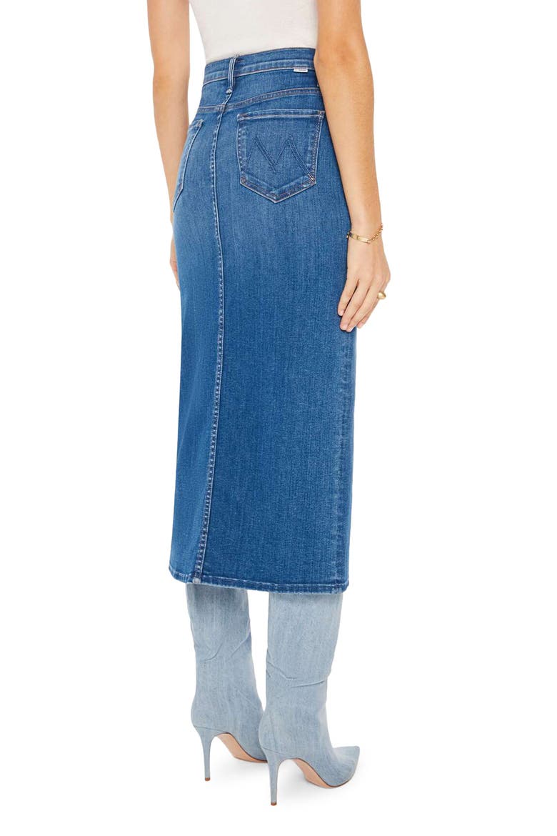 The Reverse Pencil Pusher High Waist Denim Midi Skirt, Alternate, color, HUE ARE YOU