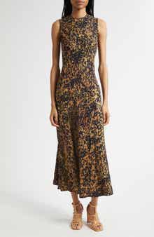 Ulla Johnson Clea Abstract Print Bias Cut Dress