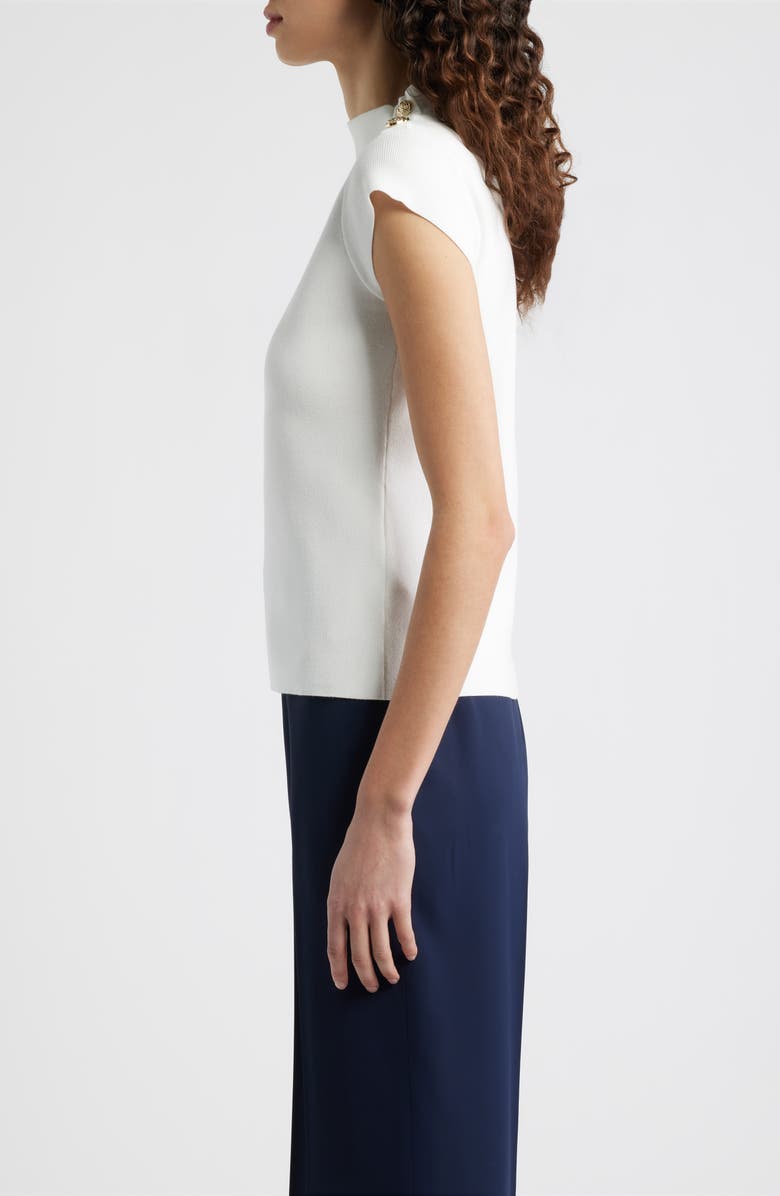 Elie Tahari The Katy Button Detail Sweater, Alternate, color, Sky White