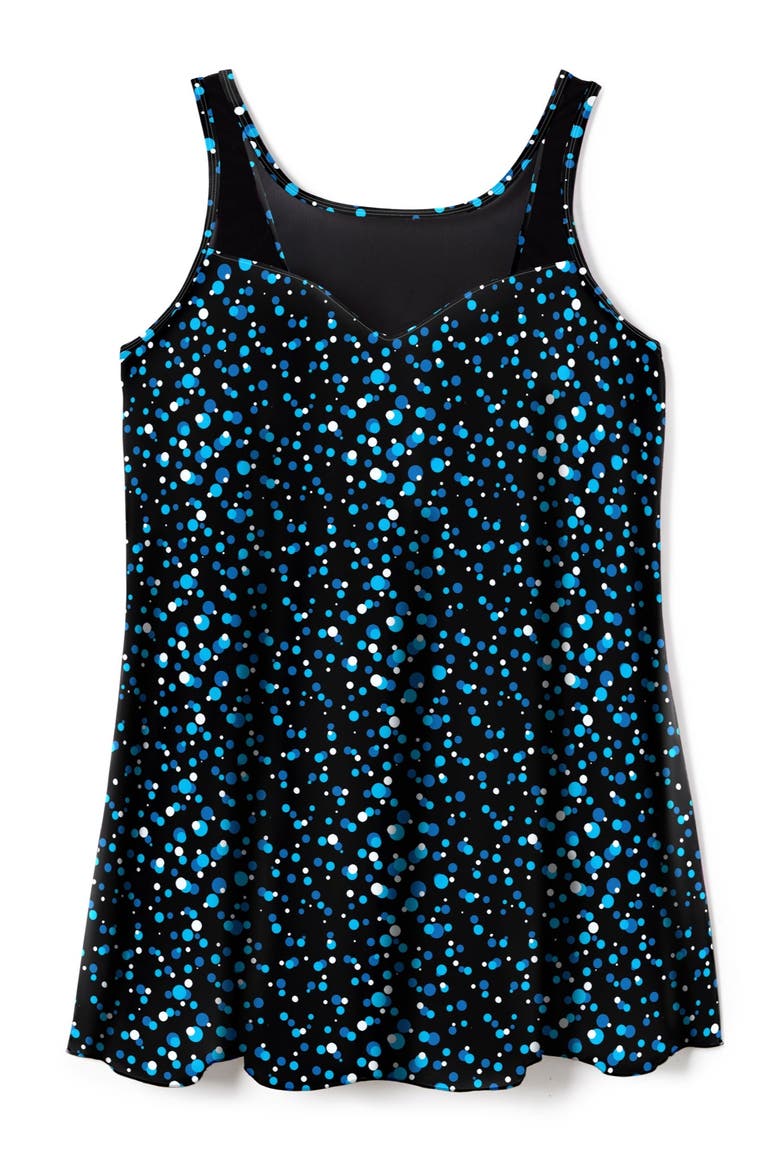 Mesh Trim Swim Dress, Alternate, color, WATER DROPLET
