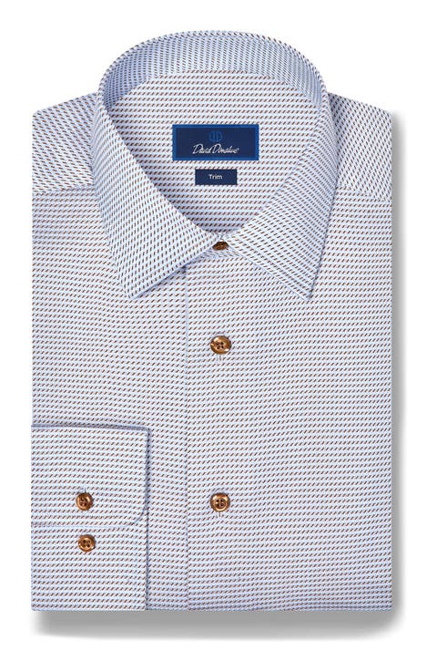 Trim Fit Textured Twill Dress Shirt
