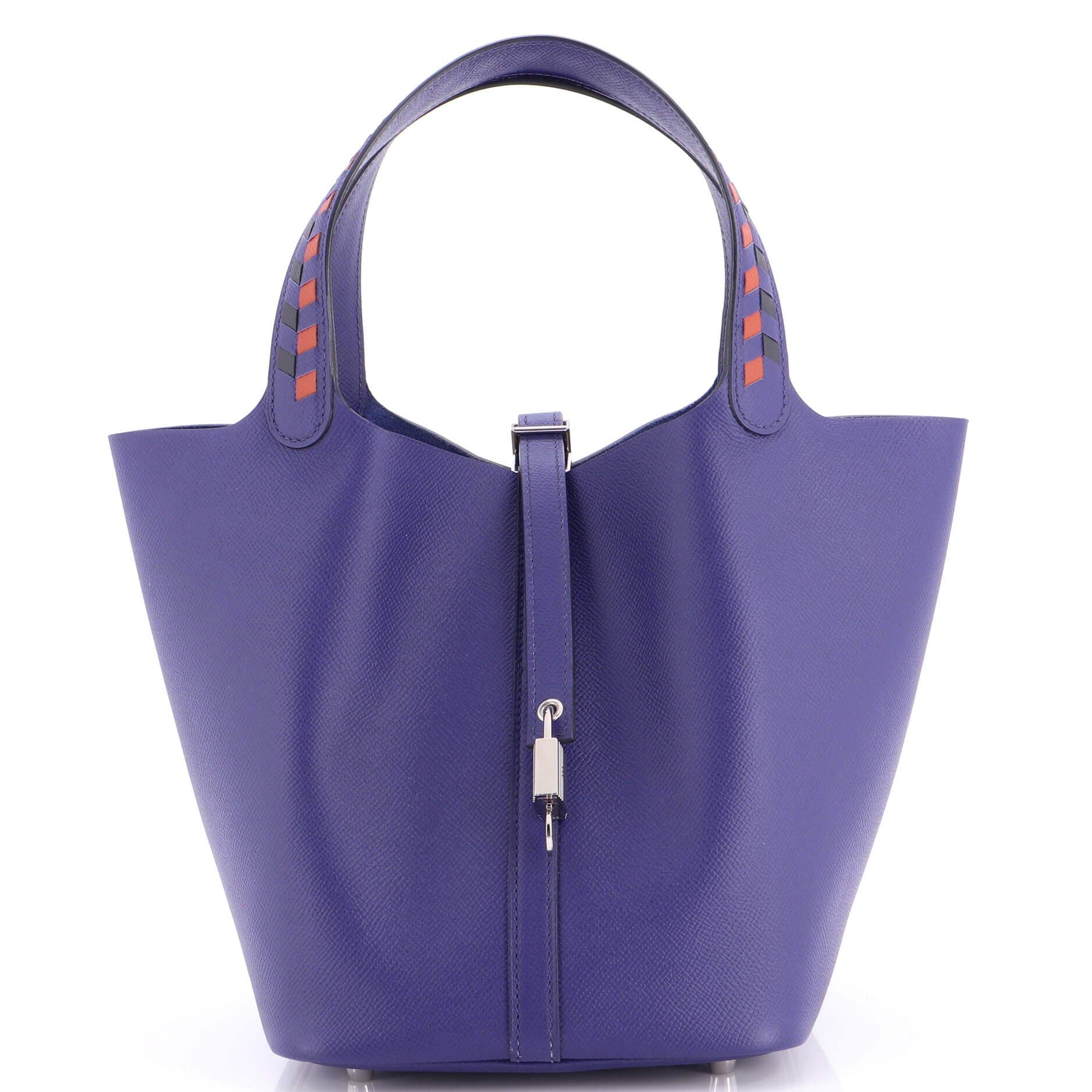 Picotin Lock Bag Tressage Epsom MM, Main, color, Blue