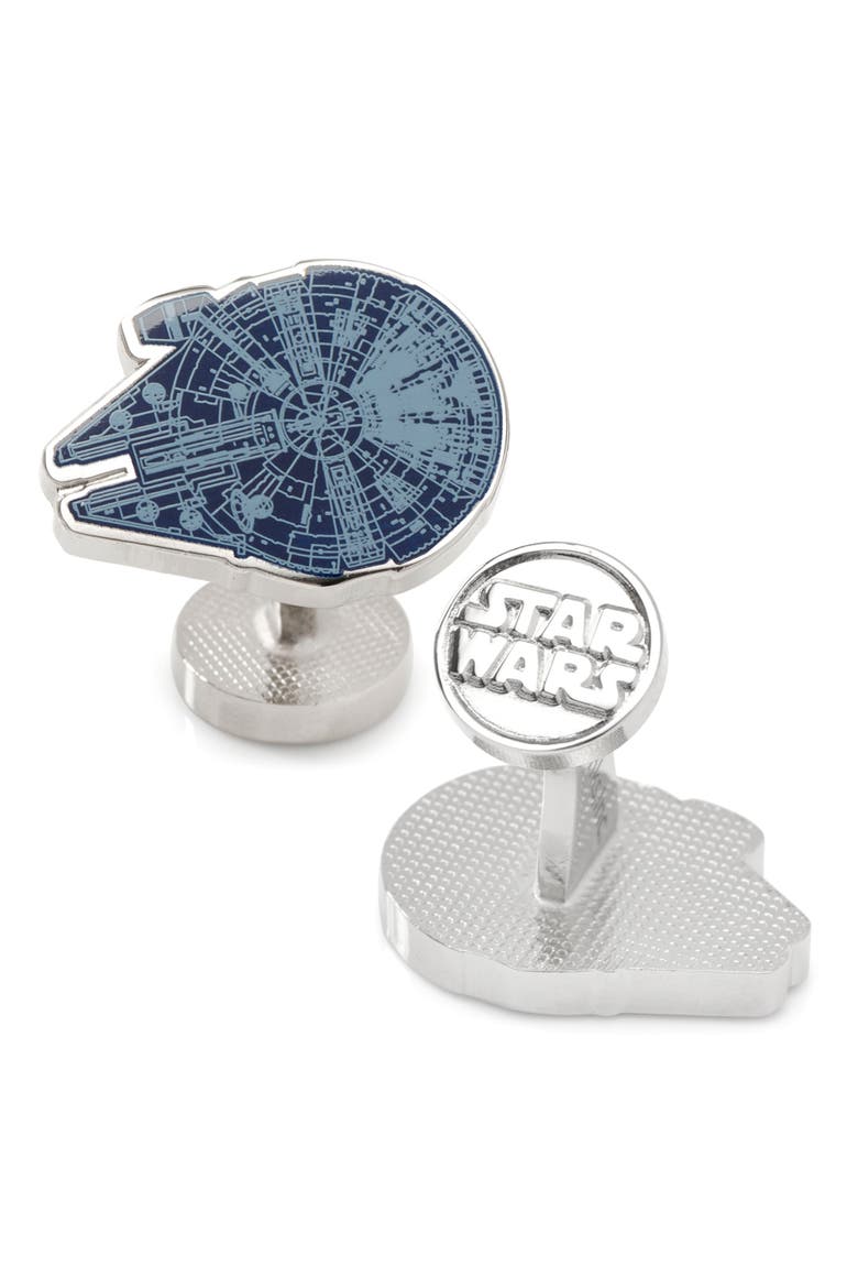 Star Wars™ Millenium Falcon Blueprint Cuff Links, Alternate, color, BLUE