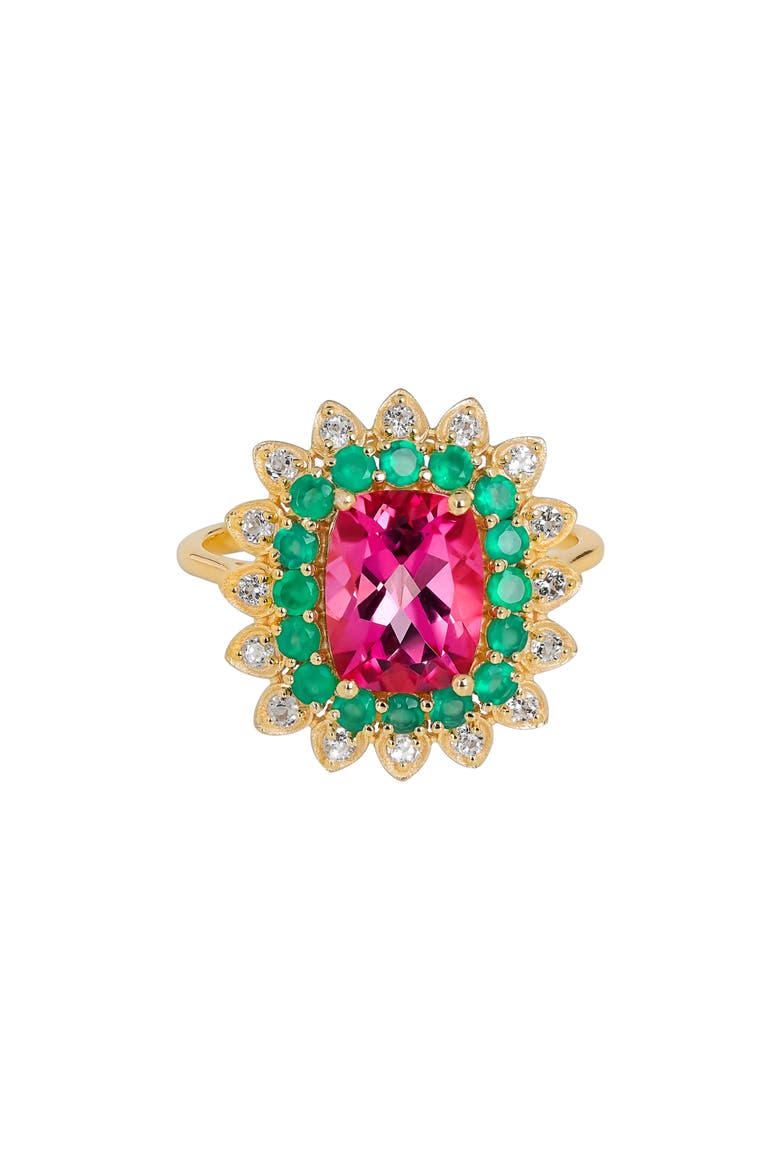 Pink Topaz, Green Onyx & White Topaz Ring, Alternate, color, PINK