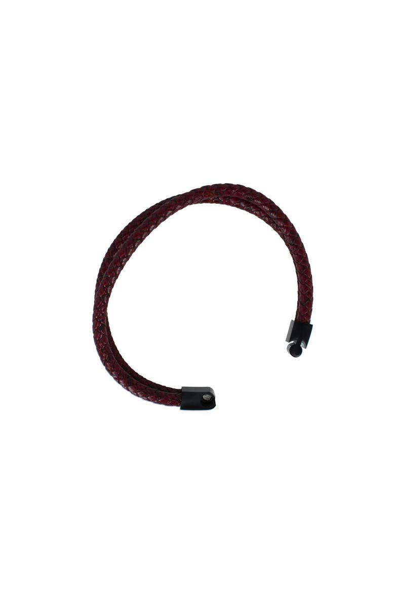 Loose Fit Caleb's Crimson Braided Leather Secure Clasp Bracelet, Alternate, color, Crimson Red