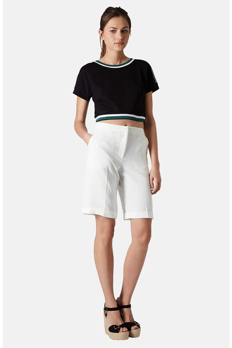 Contrast Trim Mesh Inset Tee, Alternate, color, BLACK
