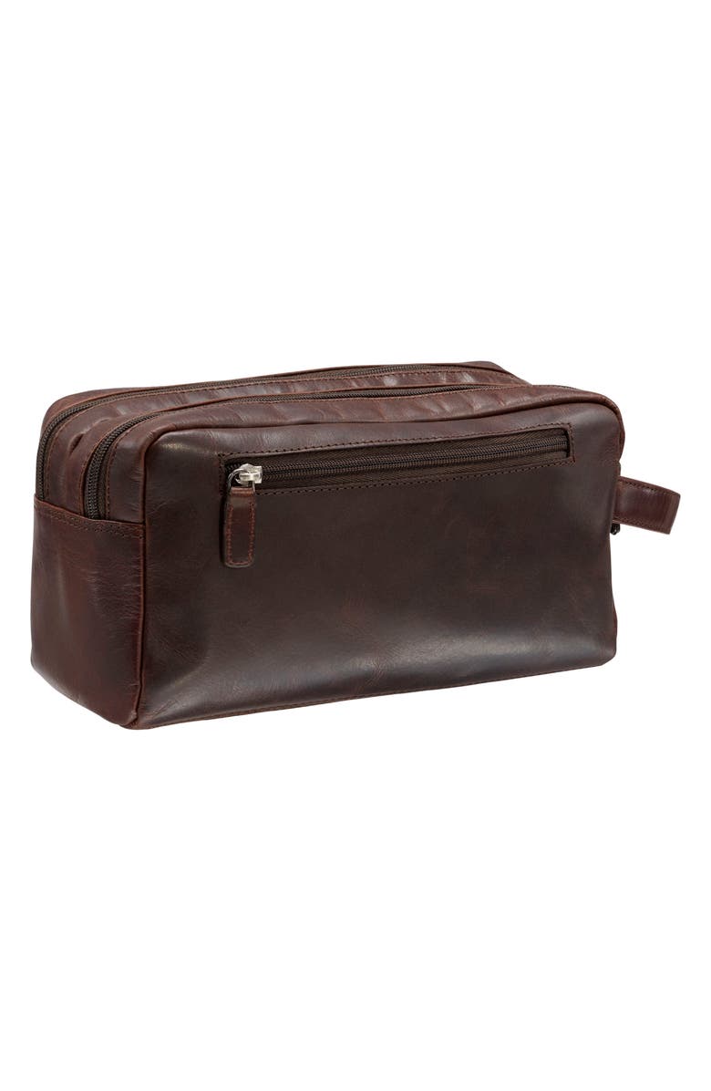 Mancini Two Compartment Leather Travel Dopp Kit, Alternate, color, Brown