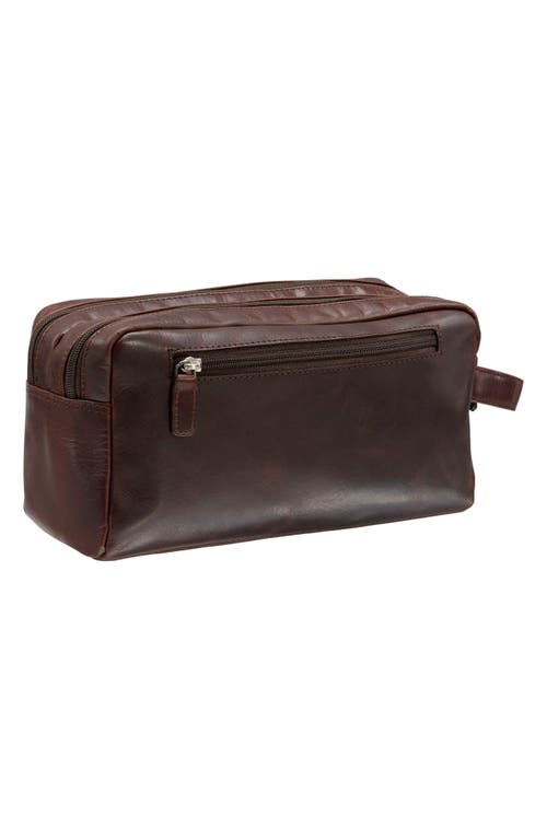 Mancini Two Compartment Leather Travel Dopp Kit In Brown