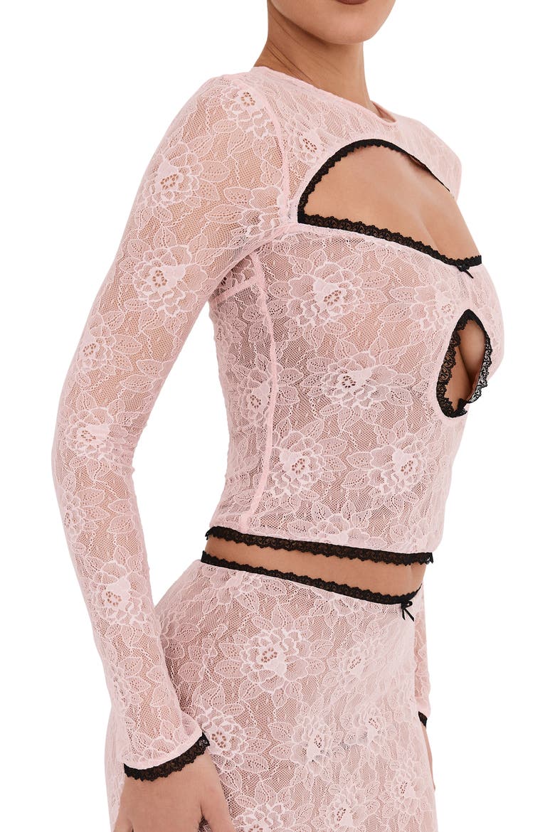 Peony Cutout Lace Crop Top, Alternate, color, PEONY