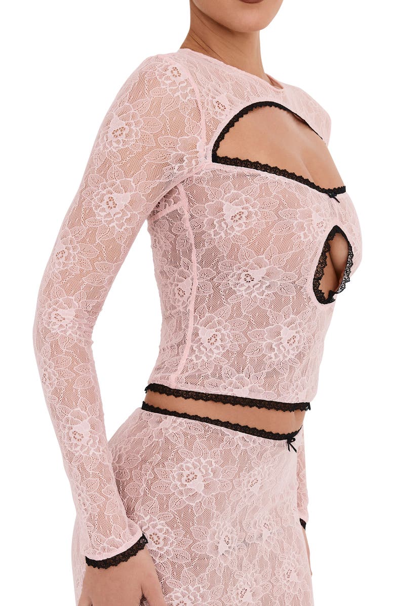 Mistress Rocks Peony Cutout Lace Crop Top, Alternate, color,