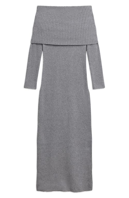Theory Off-the-shoulder Ribbed Wool And Cashmere Dress In Gray