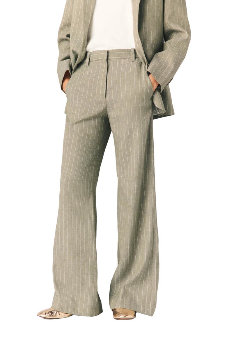 Linen-blend suit trousers, Main, color, Khaki
