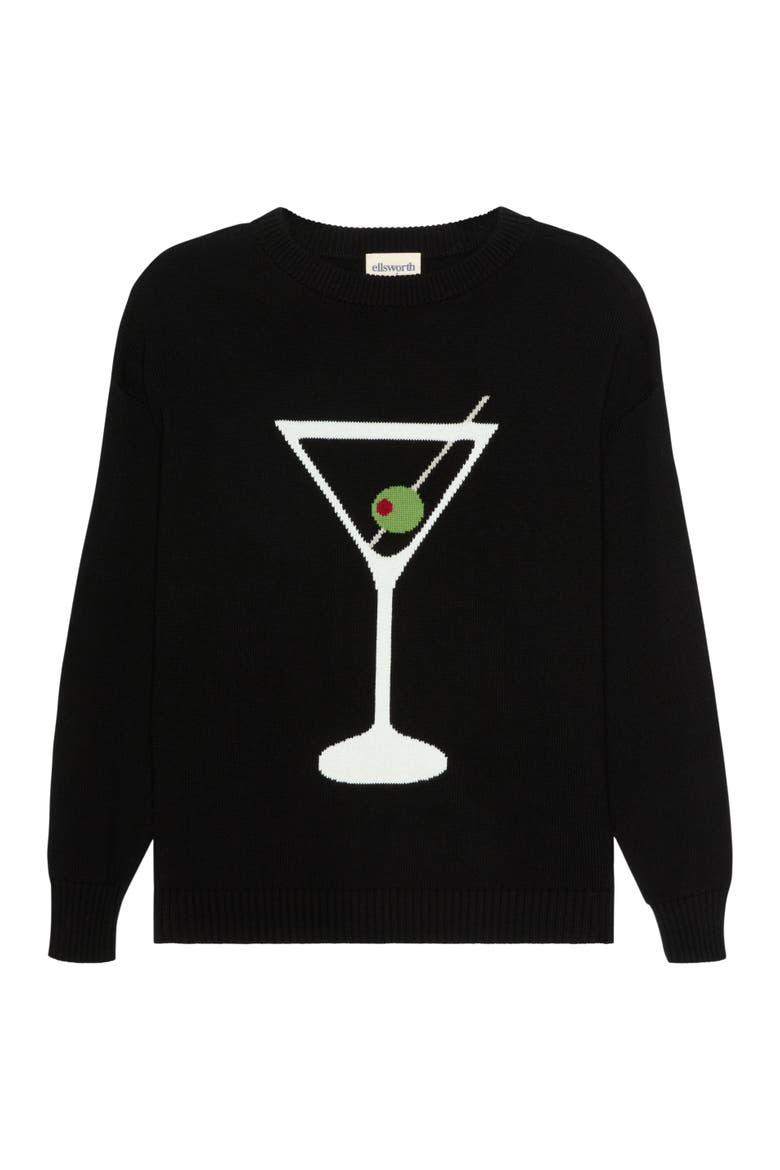 Riley Crewneck Sweater - Martini Glass, Main, color, Black