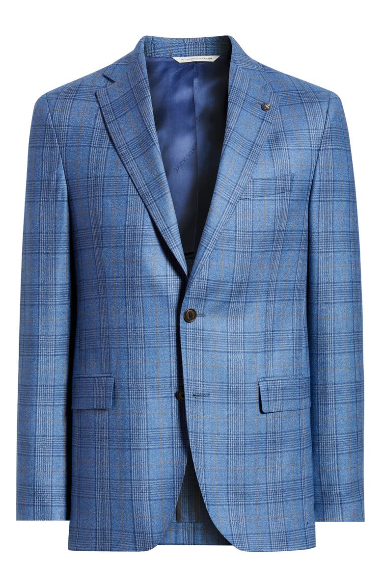 Jack Victor Midland Contemporary Fit Blue Plaid Wool Sport Coar, Main, color, Blue