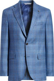 Jack Victor Midland Contemporary Fit Blue Plaid Wool Sport Coar