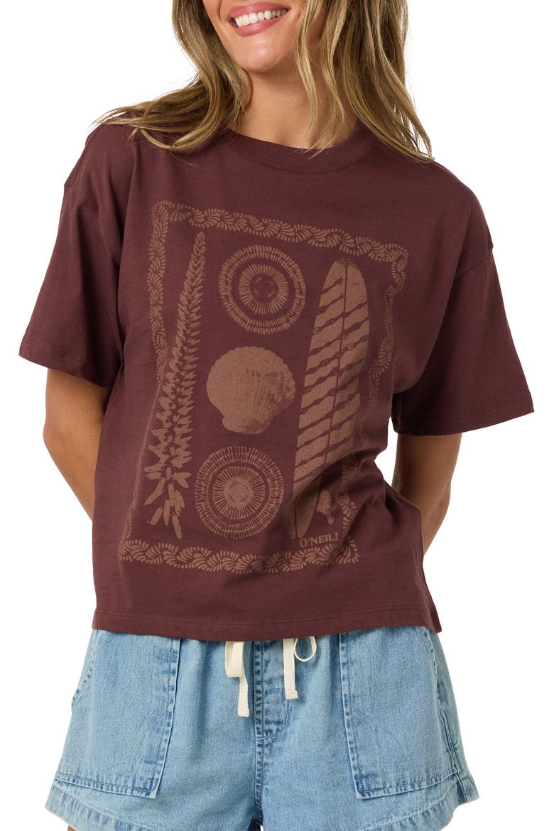 Calico Graphic Easy T-Shirt, Main, color, CHOCOLATE