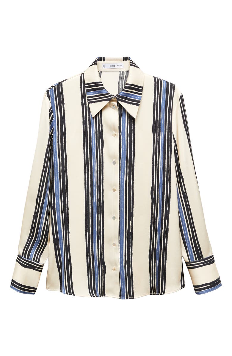 MANGO Stripe Satin Button-Up Shirt, Alternate, color, 