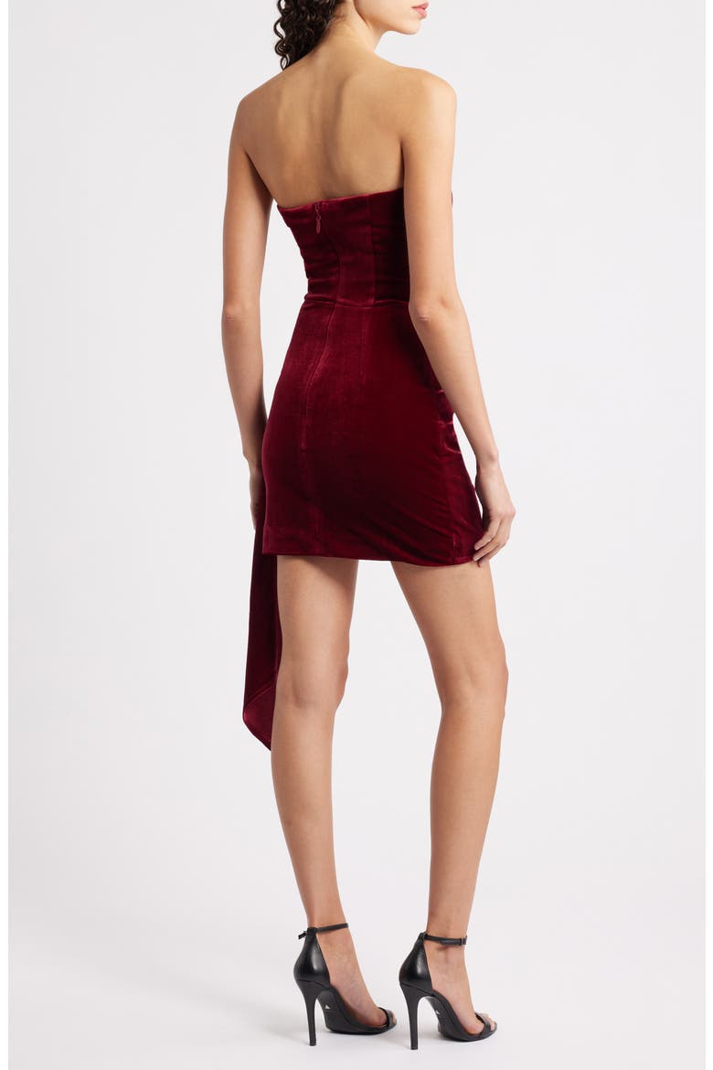 Seraphina Strapless Velvet Minidress, Alternate, color, MERLOT