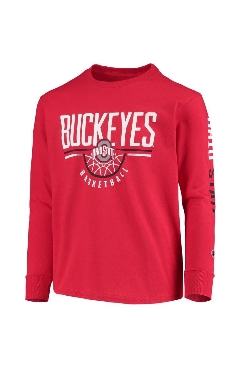 Youth Champion Scarlet Ohio State Buckeyes Basketball Long Sleeve T-Shirt, Alternate, color, Scarlet