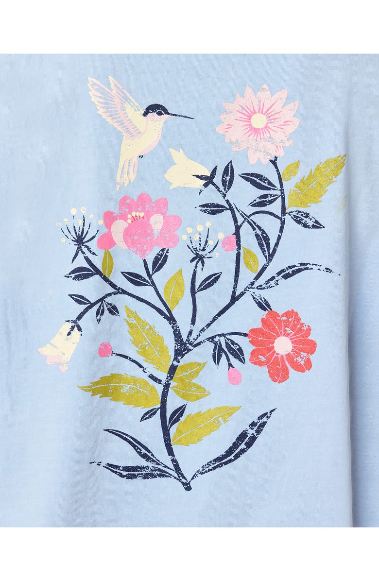 C & C California Toni Boxy Cotton Crop Tee, Alternate, color, Blue Bell Hummingbird