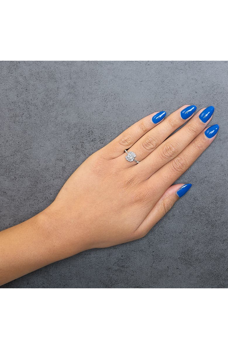 Haus of Brilliance Sterling Silver Lab Grown 1.0 Cttw Diamond Oval Shaped Halo Engagement Ring, Alternate, color, Silver