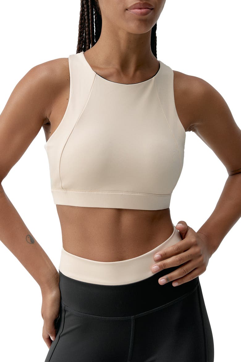 Fiorella High Support Performance Sport Top, Main, color, Black/Stone
