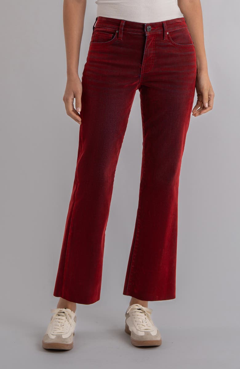 KUT from the Kloth Kelsey Fab Ab Raw Hem Ankle Flare Jeans, Main, color, Red